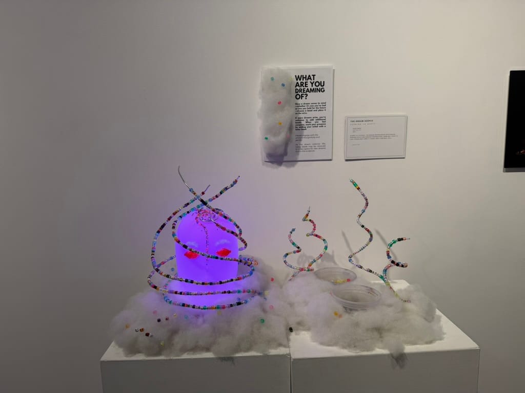 The Dream Keeper, an interactive illuminated installation with colourful beads in the 2026 gallery